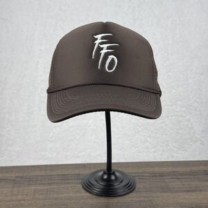 Far From Over Hat Cap Snap Back Brown Mesh Trucker‎ Embroidered Mens Streetwear